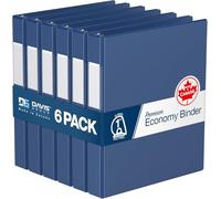 Premium Economy 1-Inch Binder, 3-Ring Binder for School, Office, or Home, Colored Binder Notebook, Pack of 6, D Ring, Royal Blue