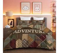 Premium Edredón de Plumón 4 Estaciones Exquisito Letra Oso Tabla De Madera con 2 Fundas 135 x 200 cm, Relleno Nórdico Transpirable para Cama Calidad Hotel Multicolor