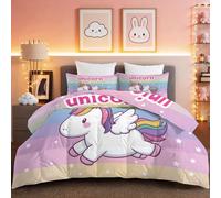 Premium Edredón de Plumón 4 Estaciones Lindo Rayas Letra Caballo con 2 Fundas 200 x 200 cm, Relleno Nórdico Transpirable para Cama Calidad Hotel Multicolor