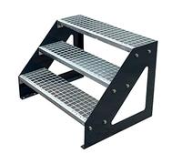 Premium Escaleras de zanca de acero 3 Escalones Independiente Totalmente galvanizada y Antracita con recubrimiento de polvo - Medidas (L x A x A) 63cm x 80cm x 57cm