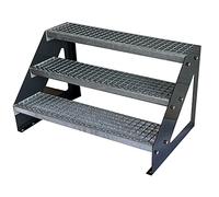 Premium Escaleras de zanca de acero 3 Escalones Independiente Totalmente galvanizada y Antracita con recubrimiento de polvo - Medidas (L x A x A) 63cm x 120cm x 57cm