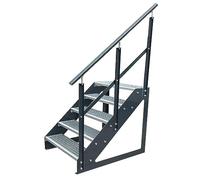 Premium Escaleras de zanca de acero 5 Escalones Independiente Totalmente galvanizada y Antracita Laterales con recubrimiento de polvo con barandilla derecha - Medidas (L x A x A) 101cm x 80cm x 95cm