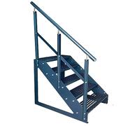 Premium Escaleras de zanca de acero 5 Escalones Independiente Totalmente galvanizada y Antracita Pintura en polvo con barandilla a la izquierda - Medidas (L x A x A) 101cm x 100cm x 95cm
