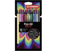 Premium Fibre-Tip Pen - STABILO Pen 68 - ARTY - Pack of 12 - A (Importación USA)