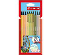 Premium Fibre-Tip Pen - STABILO Pen 68 - Pack of 10 - Assorted Colours Pack of 1