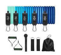 Premium Fitness Resistance Bands Set for Home Gym Workout, 5-Tube Exercise Bands with Door Anchor, Handles & Ankle Straps for Yoga, Pilates, Strength Training & Physical Therapy(HLG lan)