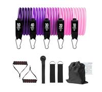 Premium Fitness Resistance Bands Set for Home Gym Workout, 5-Tube Exercise Bands with Door Anchor, Handles & Ankle Straps for Yoga, Pilates, Strength Training & Physical Therapy(HLG fen)