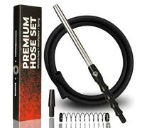 Premium Hose Set EL-BADIA® - Set de Manguera Premium para Cachimba con Boquilla Ergonómica de Aluminio, Manguera de Silicona 150 cm, Muelle Anti-Doblez y Adaptador - Lavable, Diseño Moderno (Silver)