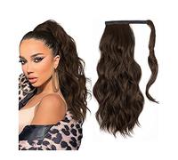 Premium Human Hair Ponytail Extension for Women, 20 "cuerpo ondulado envoltura alrededor de cola de caballo extensión de cabello for mujeres esponjoso sintético Natural suave postizo sintético largo o