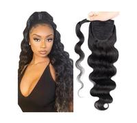 Premium Human Hair Ponytail Extension for Women, Clip de extensión de cabello de cola de caballo de cabello humano de 10-24 pulgadas en cola de caballo de cabello Remy for mujer negra Envoltura alrede