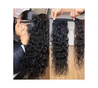 Premium Human Hair Ponytail Extension for Women, Extensión de cabello humano con cola de caballo for mujer, ondulado con agua, pelo Remy brasileño ondulado largo de 10-24 pulgadas, Clip de cola de cab