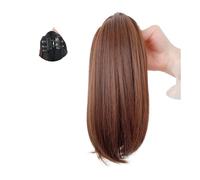 Premium Human Hair Ponytail Extension for Women, Extensión de cola de caballo corta de 12 pulgadas, pinza de pelo liso, postizo de mandíbula sintética, extensión de cola de caballo de fibra sintética