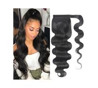 Premium Human Hair Ponytail Extension for Women, Extensión de cola de caballo de cabello humano ondulado corporal, cabello Remy brasileño envolvente alrededor de cola de caballo con clip de pasta mági