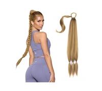 Premium Human Hair Ponytail Extension for Women, Extensión de cola de caballo trenzada de 26/34 pulgadas de largo con lazo for el cabello Yaki envoltura recta alrededor de cola de caballo pieza de cab