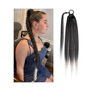 Premium Human Hair Ponytail Extension for Women, Extensión de cola de caballo trenzada larga for mujer, pieza de cabello sintético suave con lazo for el cabello, extensiones de cabello trenzado Yaki r