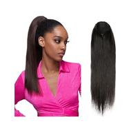 Premium Human Hair Ponytail Extension for Women, Extensiones de cola de caballo rectas de cabello humano con cola de caballo con cordón negro Natural extensión de cabello humano for mujeres 100-130 g/