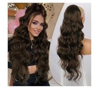 Premium Human Hair Ponytail Extension for Women, Extensiones de cola de caballo sintéticas for mujeres postizo de cola de caballo sintético esponjoso largo ondulado Natural suave,Perfect for Half-Up,