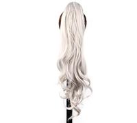 Premium Human Hair Ponytail Extension for Women, Extensiones de cola de caballo sintéticas y flexibles de 32 pulgadas for mujer, for uso diario,Perfect for Half-Up,Half-Down Styles & Daily Wear(Grijs