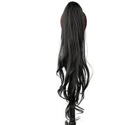 Premium Human Hair Ponytail Extension for Women, Extensiones de cola de caballo sintéticas y flexibles de 32 pulgadas for mujer, for uso diario,Perfect for Half-Up,Half-Down Styles & Daily Wear(#1B)