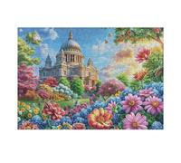 Premium Iglesia Campo de Flores Rural Campo Naturaleza Salvaje Puzzle 300 Piezas para Adultos Estimulante Divertido Y Cautivador Ideal para Actividades En Casa 300 PCS（40x28cm）