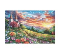 Premium Iglesia Sendero Campo de Flores Rural Campo Naturaleza Salvaje Bonita Puzzle 1000 Piezas para Adultos Estimulante Divertido Y Cautivador Ideal para Actividades En Casa 1000 PCS（75x50cm）