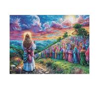 Premium Jesús Grupo de peregrinos Religioso Fe Espiritual Puzzle 500 Piezas para Adultos Estimulante Divertido Y Cautivador Ideal para Hobby Y Pasatiempos 500 PCS（52×38cm）