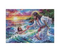 Premium Jesús Milagro en el mar Religioso Fe Espiritual Puzzle 300 Piezas para Adultos Divertido Estimulante Y Entretenido Ideal para Pasatiempos Y Hobbies 300 PCS（40x28cm）