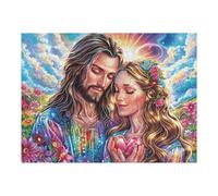 Premium Jesús Pareja Enamorada Religioso Fe Espiritual Puzzle 500 Piezas para Adultos Estimulante Divertido Y Cautivador Ideal para Pasatiempos Y Familia 500 PCS（52×38cm）