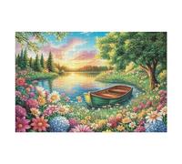 Premium Lago Barco Cabaña Rural Campo Naturaleza Salvaje Beautiful Serene Puzzle 1000 Piezas para Adultos Estimulante Divertido Y Cautivador Ideal para Momentos Libres Y Hobby 1000 PCS（75x50cm）