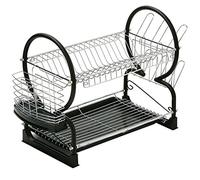 Premium Latin Music Premier Housewares - Escurridor de Platos (2 Pisos, Bandeja extraíble), Cromado y Color Negro