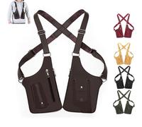 Premium Leather Adjustable Underarm Shoulder Bag - Bolsa de hombro doble para hombre, impermeable Crossbody Pack, marrón