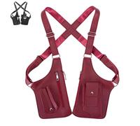 Premium Leather Adjustable Underarm Shoulder Bag for Men, Anti-Theft Hidden Adjustable Dual Strap, for Outdoor Design (Burgundy)