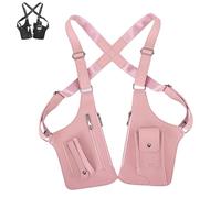 Premium Leather Adjustable Underarm Shoulder Bag for Men, Anti-Theft Hidden Adjustable Dual Strap, for Outdoor Design (Pink)