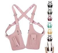 Premium Leather Adjustable Underarm Shoulder Bag for Men & Women - Anti-Theft Hidden Storage for Cel (Pink)