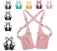 Premium Leather Adjustable Underarm Shoulder Bag for Men & Women,Hidden Anti-Theft Crossbody Armpit with Adjustable Straps & Double Pockets, Water Resistant Travel Wallet Bag (Pink)