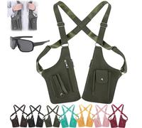 Premium Leather Adjustable Underarm Shoulder Bag for Men & Women, Multi-Pocket Anti-Theft Double Shoulder Bag, Double Shoulders Armpit Bags, for Travel and Daily Use (Army Green)