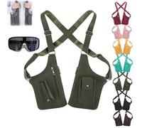 Premium Leather Adjustable Underarm Shoulder Bag for Men & Women, Multi-Pocket Anti-Theft Double Shoulder Bag, Double Shoulders Armpit Bags, Doubles Pocket, for Travel & Daily (Army Green)