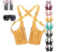 Premium Leather Adjustable Underarm Shoulder Bag for Men & Women, Multi-Pocket Anti-Theft Double Shoulder Bag, Double Shoulders Armpit Bags, Doubles Pocket, for Travel & Daily (Yellow)