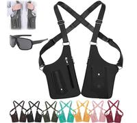 Premium Leather Adjustable Underarm Shoulder Bag for Men & Women, Multi-Pocket Anti-Theft Double Shoulder Bag, Double Shoulders Armpit Bags, for Travel and Daily Use (Black)