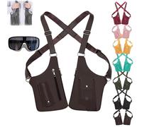 Premium Leather Adjustable Underarm Shoulder Bag for Men & Women, Multi-Pocket Anti-Theft Double Shoulder Bag, Double Shoulders Armpit Bags, Doubles Pocket, for Travel & Daily (Brown)