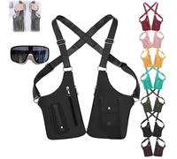 Premium Leather Adjustable Underarm Shoulder Bag for Men & Women, Multi-Pocket Anti-Theft Double Shoulder Bag, Double Shoulders Armpit Bags, Doubles Pocket, for Travel & Daily (Black)