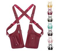 Premium Leather Adjustable Underarm Shoulder Bag for Mens, Multi-pocket Anti-Theft Double Shoulder Bag, for Travel (Burgundy)