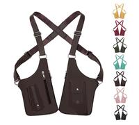 Premium Leather Adjustable Underarm Shoulder Bag for Mens, Multi-pocket Anti-Theft Double Shoulder Bag, for Travel (Brown)