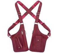 Premium Leather Shoulder Bag, Adjustable Anti Pickpockets Armor Hidden Underarm Strap Wallet, Double Armpit for Unisex (Red)
