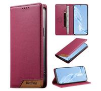 Premium Leder Klapphülle für Samsung Galaxy A14, mit Ständer & Kartenhalter, Stoßfeste und schlanke Handyhülle für Samsung Galaxy A14, rote Rose