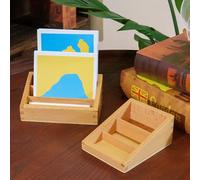 Premium Montessori - Caja grande de tres partes, caja de almacenamiento de madera de haya maciza para tarjetas de idioma, bandeja de clasificación y clasificación, materiales prácticos de vida para