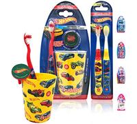 Premium Niños Niñas Niños Niños Niños Diseñado Happy Brushing Time Ultimate Kit de cepillo de dientes de cerdas suaves, cepillo de dientes manual, tapa de cubierta, taza de enjuague, cepillos
