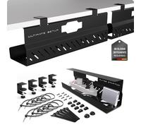Premium Organizador Cables Escritorio - Cable Management Escritorio - Bandeja Cables Escritorio - Recoge Cables Mesa Escritorio - Soporte Cables Escritorio (Negro, 2er Set)