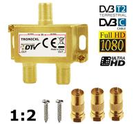Premium Oro Coax Distribuidor de Antena HD 3D 4K Suave Divisor TV
