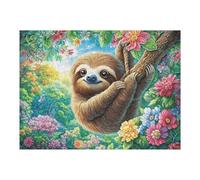 Premium Perezoso Bosque Florido Vida Silvestre Naturaleza Salvaje Rural Bonito Sereno Puzzle 500 Piezas para Adultos Estimulante Divertido Y Cautivador Ideal para Hobby Y Familia 500 PCS（52×38cm）